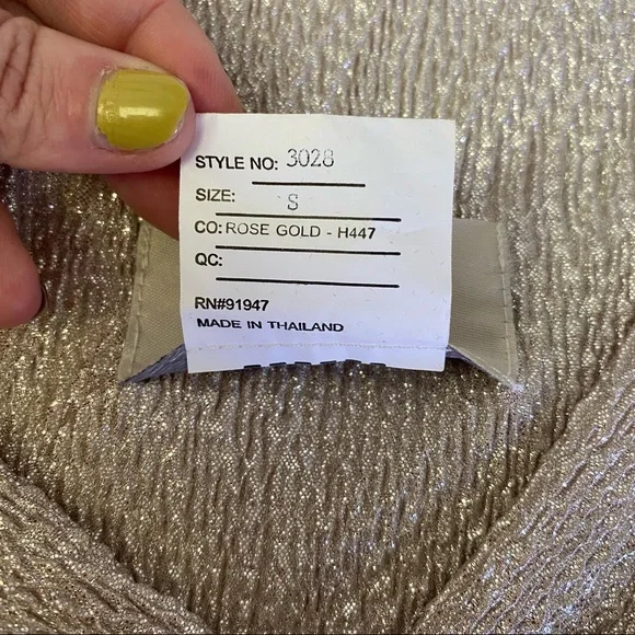 BHLDN Anthro Diedra Rose Gold Metallic Wrap Front Gown Floor Length Dress - Picture 15 of 16